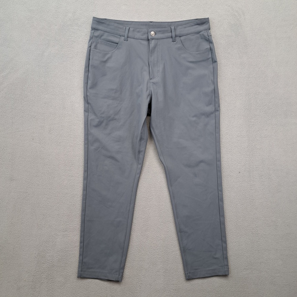 Fabletics Mens 34x28 Performance Pants Gray Flat Front Casual Chino Golf Active
